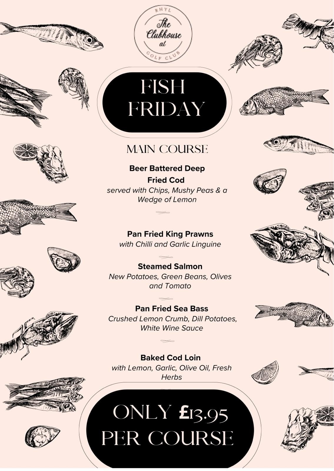 RGC Clubhouse Fish Friday Menu